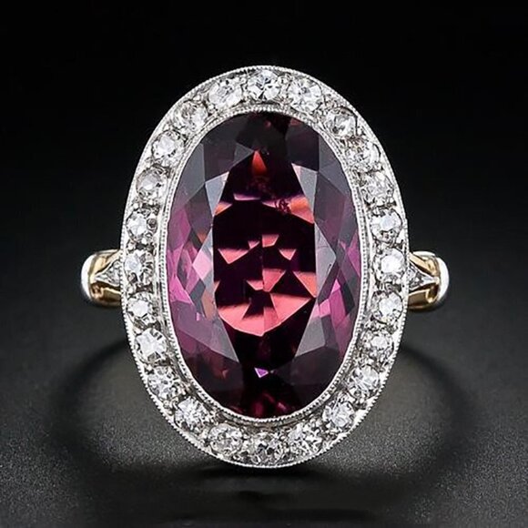 Jewelry - 💎 Royal Court Large Oval Ruby Zircon Luxury Gold Rings for Women, INDN8396